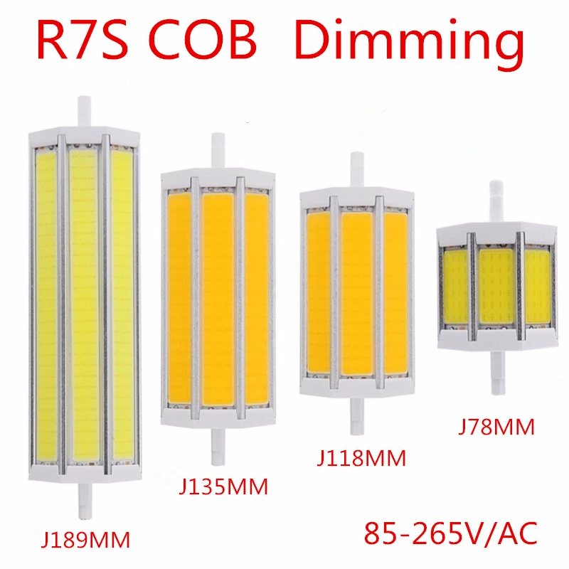 

R7S COB Led Lamp Dimming Light SMD 10W 15W 20W 25W AC85V-265V Lampada Bulb J78MM J118MM J135MM J189MM replace halogen floodlight