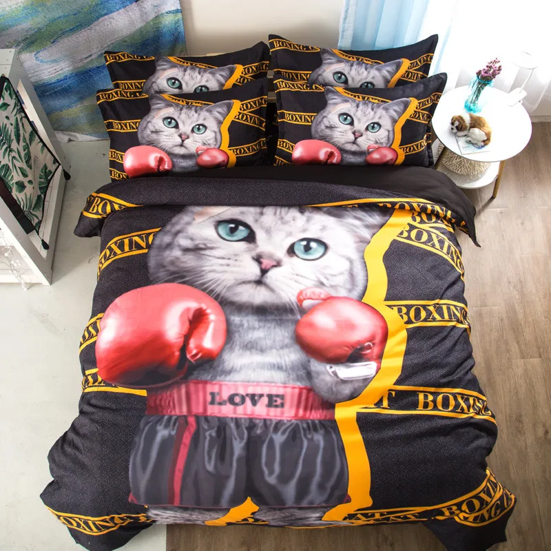 

LLANCL Cat Cute Kitty Printed Quilt/Duvet cover Adult Bedroom 3pcs Polyester Christmas Gift Lovely Animal HD digital Children