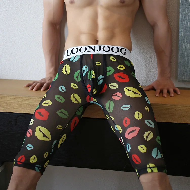 Сексуальное нижнее белье для геев мужские сетчатые трусы боксеры с низкой талией