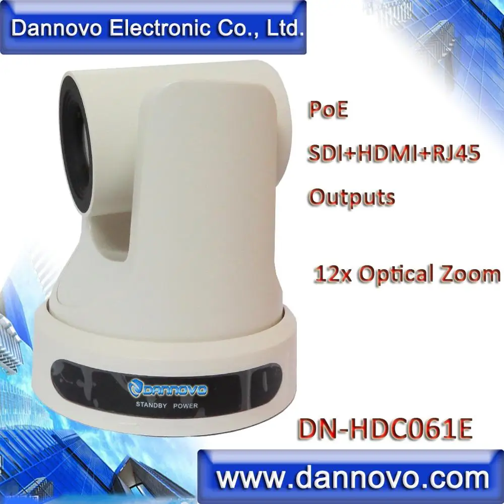 

Free Shipping: DANNOVO PoE RJ45 IP Video Conference Room Camera 12x Zoom,SDI+HDMI+RJ45 Outputs, Ceiling/Wall Mount(DN-HDC061E)