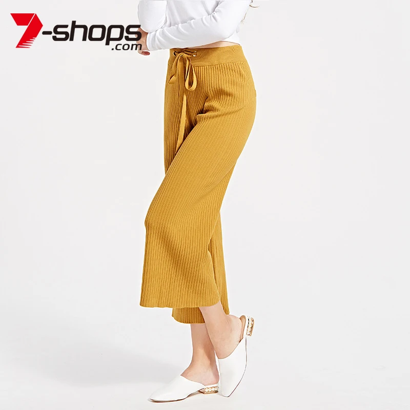 7 shops женские трикотажные широкие брюки тонкие осенние свободные повседневные с