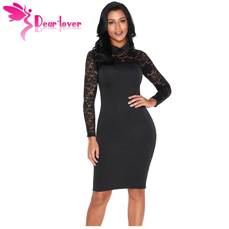 Dear Lover старинные платья 2018 осенние черные Кружево с длинным рукавом кукла