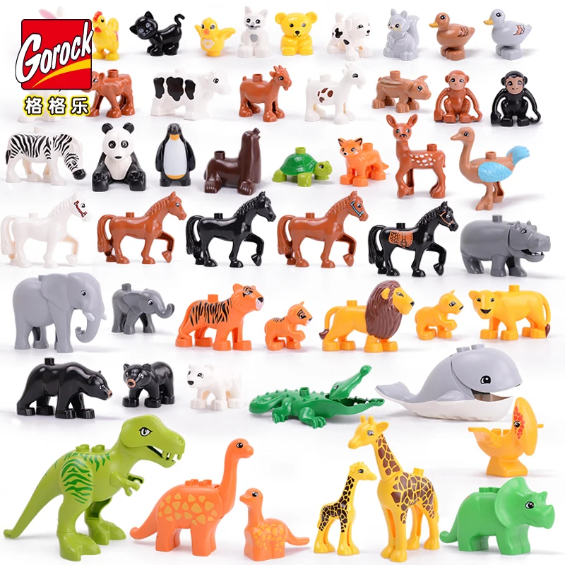 GOROCK Duplo модель животных фигурки строительный блок набор обезьяна Лошадь Кролик