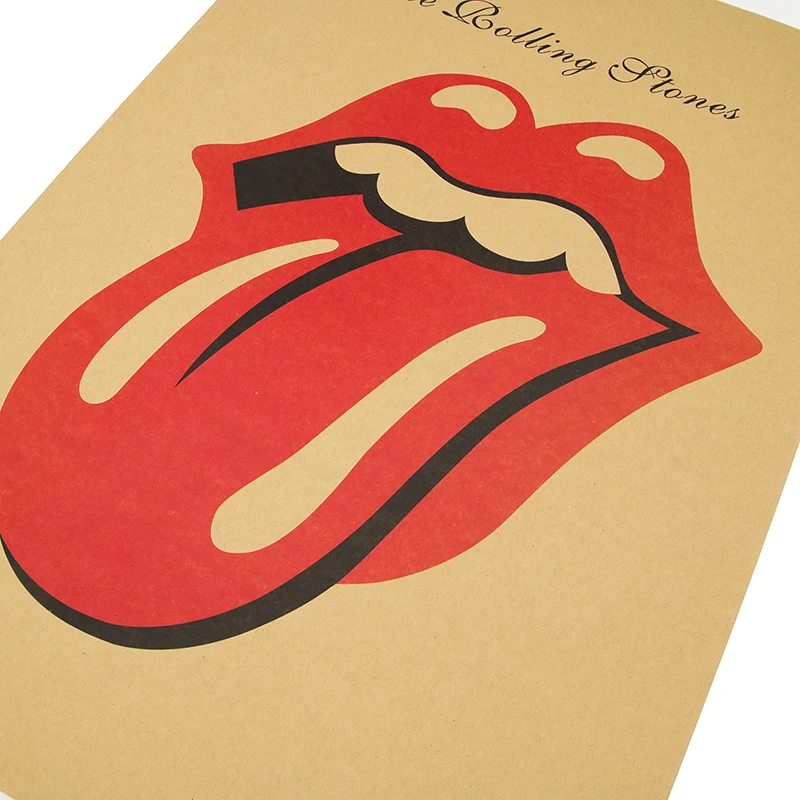 DLKKLB большой язык музыка Rolling Stones рок группа крафт-бумага Бар плакат наклейки на стену Ретро плакат декоративной живописи 51x36cm