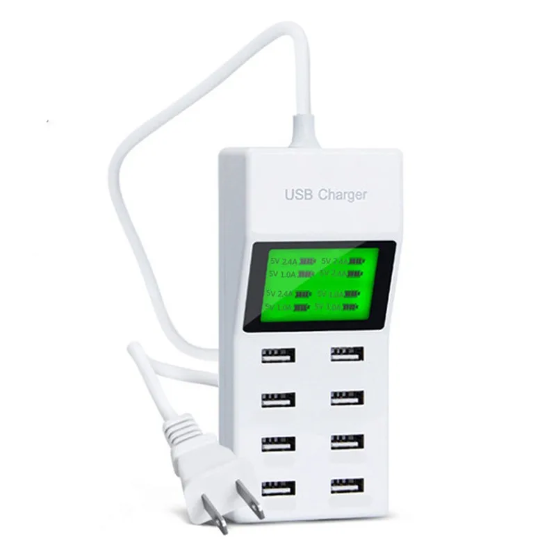 Универсальное зарядное устройство с 8 USB портами и светодиодным