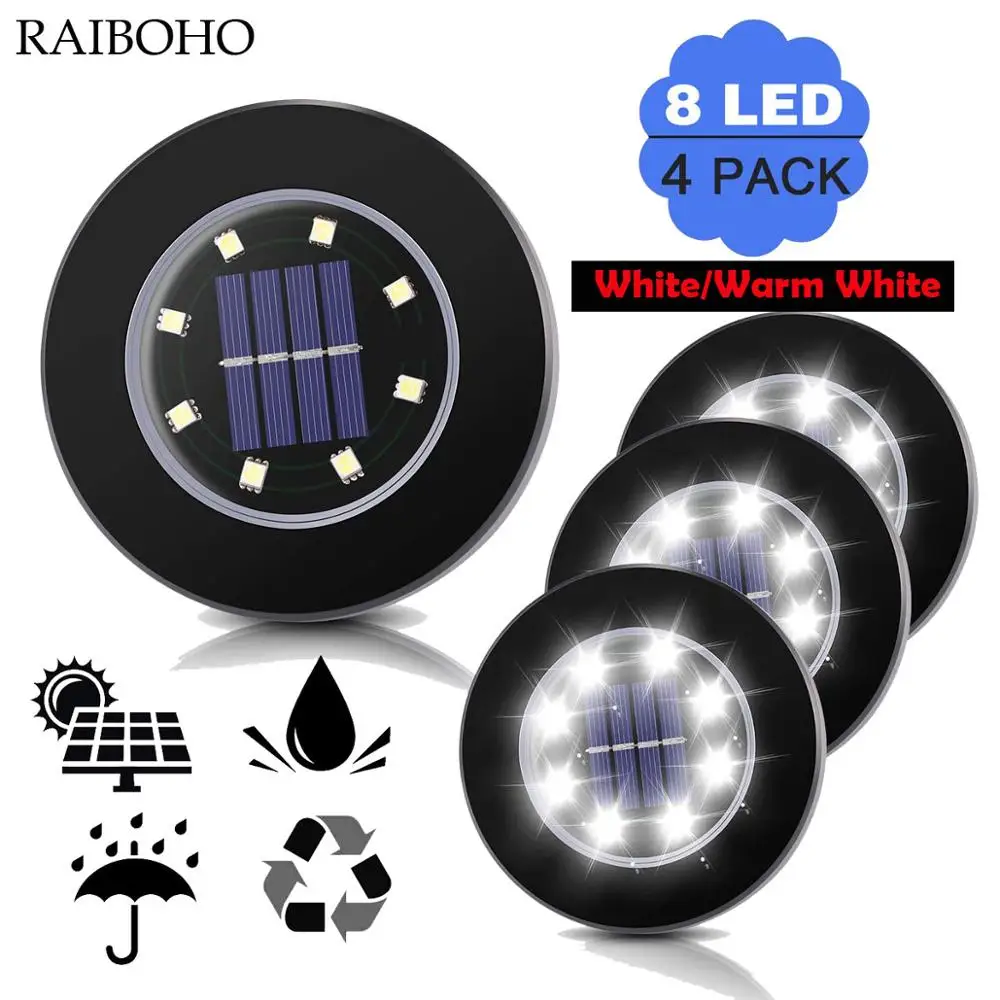 4 шт. 8LED солнечные садовые фонари Уличные водонепроницаемые солнечные грунтовый светильник тропинка настенная лампа для дома подъездная дорога газон дорога
