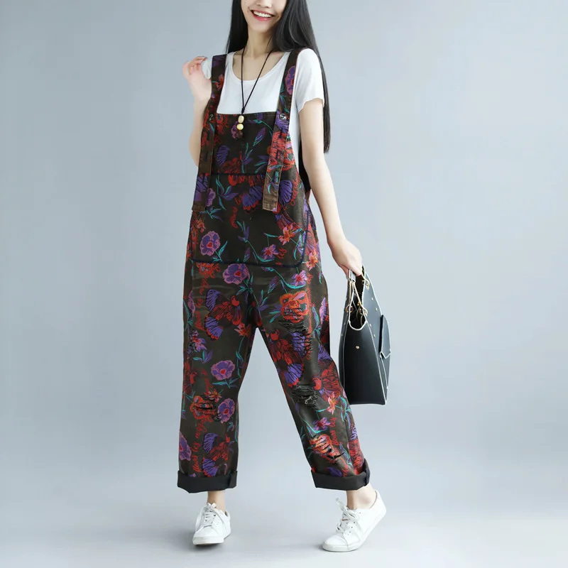 Корейские модные комбинезоны женские s комбинезон больших размеров отверстия 2019