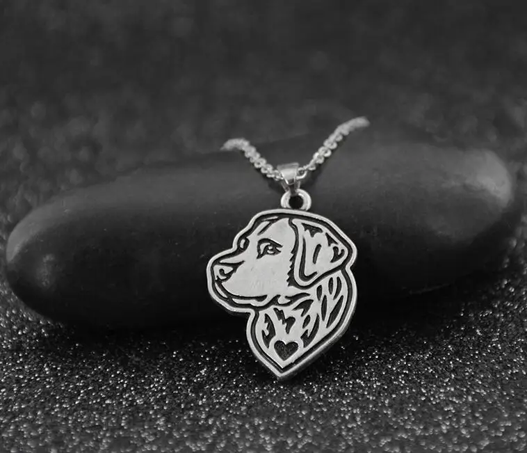 Labrador Retriever Винтажное серебряное ожерелье 11 стилей для собак, домашних животных, французский бульдог, бигль, сибирская шелуха, ожерелье с подвеской для женщин, Длинная цепочка из нержавеющей стали - Окраска металла: Labrador Retriever