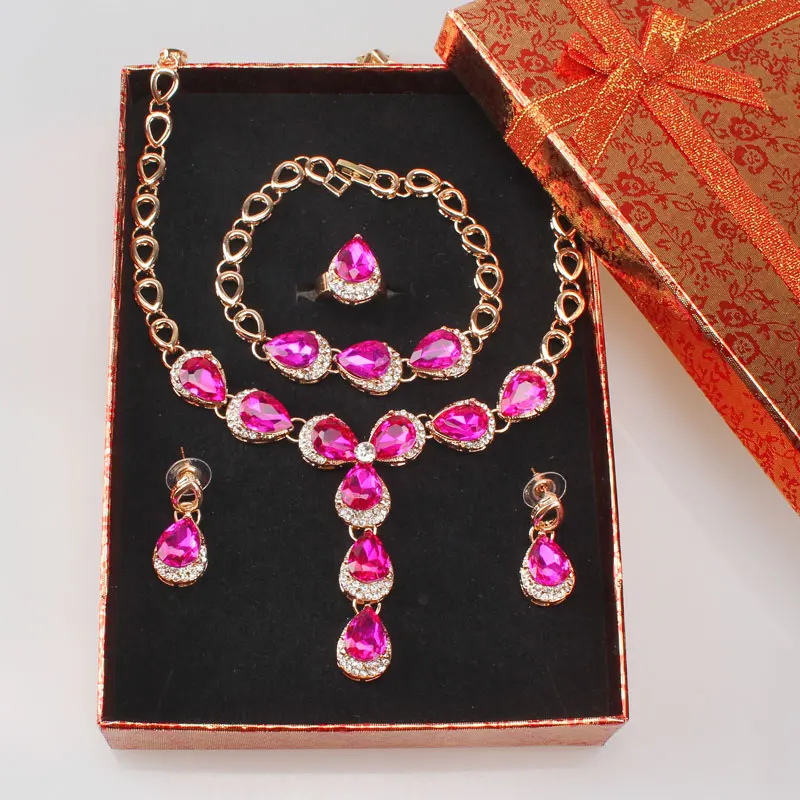 Женский комплект с ожерельем Африканский бисер Красный Кристалл ювелирный набор