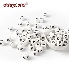 100 шт. бусины в виде английскихрусских букв пищевого класса 12 мм, силиконовая буква, подвеска для ожерелья, детские зубы