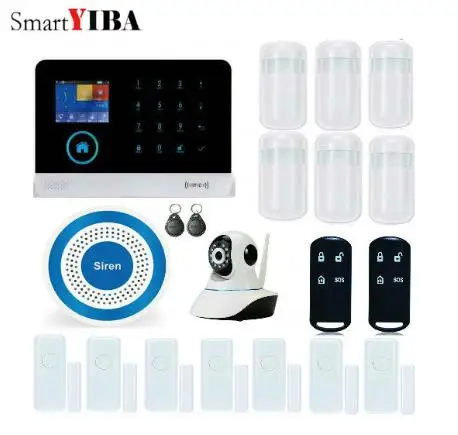 SmartYIBA WIFI GSM SIM домашняя охранная сигнализация RFID LCD сенсорный беспроводной SMS вызов