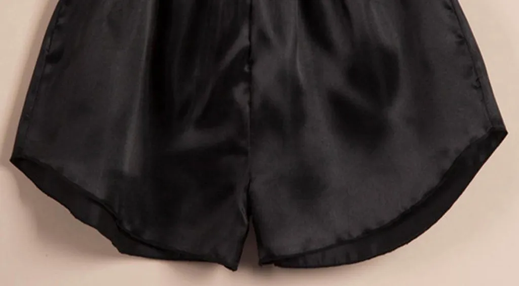 Женские сексуальные Сатиновые Короткие топы+ штаны Нижнее белье Babydoll ночная рубашка пижама брюки