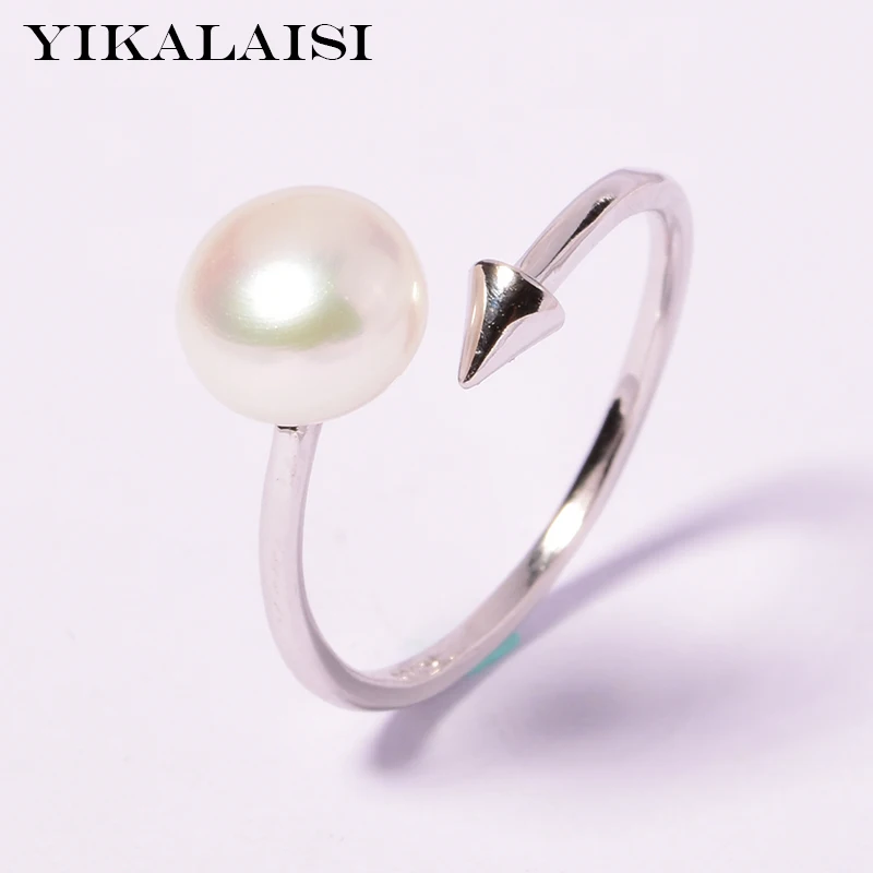 

YIKALAISI 925 Sterling Silver jewelry ring For Women Pearl jewelry 2018 Fashion 100% natural 7-8 mm Freshwater pearl rings gift