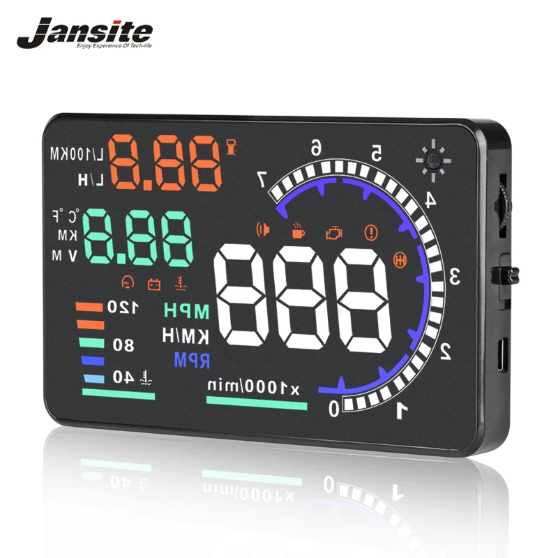 Jansite HUD Дисплей автомобиля Overspeed сигнализации умный температура воды OBDII или ЕС OBD