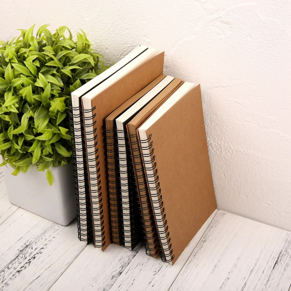 Блокнот А5 и А6 на спирали чистая бумага из крафт бумаги или кремовых страниц