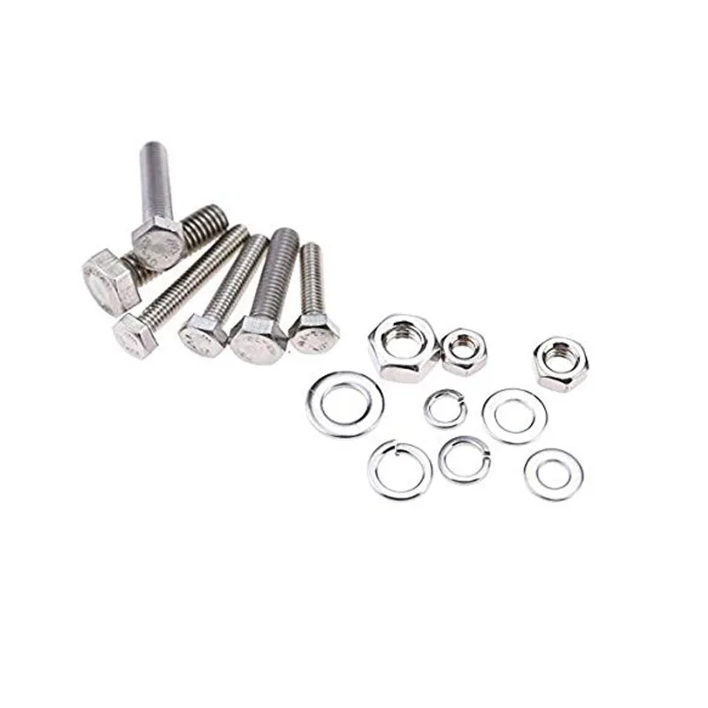510 Pieces Flat Hex Stainless Steel Screws Bolts nuts Lock and Gasket Washers Assortment Kit flat lock 304 stainless | Обустройство