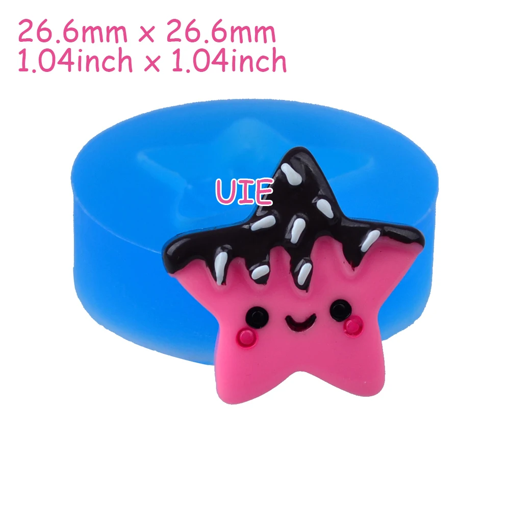 XYL215U 26.6mm Kawaii Smiley Star Ice Cream Cake Silicone Mold - for Fondant Topper Chocolate Jewelry Candy Resin Clay | Дом и сад