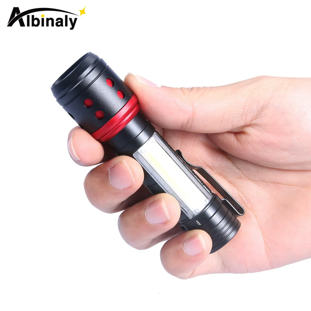 

Portable MINI LED Flashlight With COB Side light 4 lighting modes XPE lamp beads Lighting 150 meters Powered by AA batteries