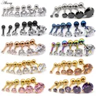 Серьги-гвоздики из нержавеющей стали, с 3 зубцами, ушной хрящ, с кристаллами циркония, ювелирные изделия для пирсинга, 1 шт.