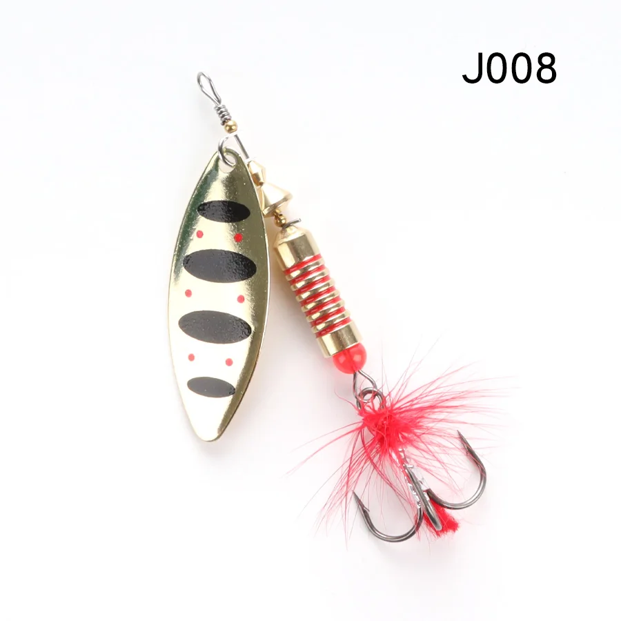 W.P.E New Spinner Lure Hard Bait 1pcs 6.5g/10g/13.5g Spoon Lure Metal Lure Feather Treble Hook Fishing Tackle Bass Fishing Pesca - Цвет: J008