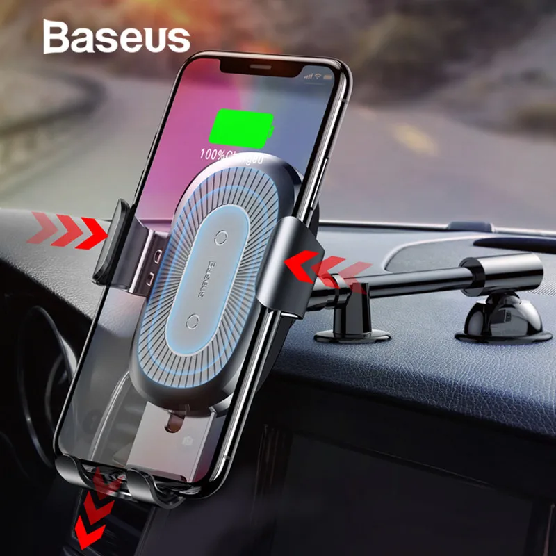 Baseus 10 Вт Qi Беспроводное Автомобильное зарядное устройство для iPhone X 8 8Plus Gravity автомобильное крепление подставка автомобильный держатель для телефона быстрое зарядное устройство для samsung S9 S8
