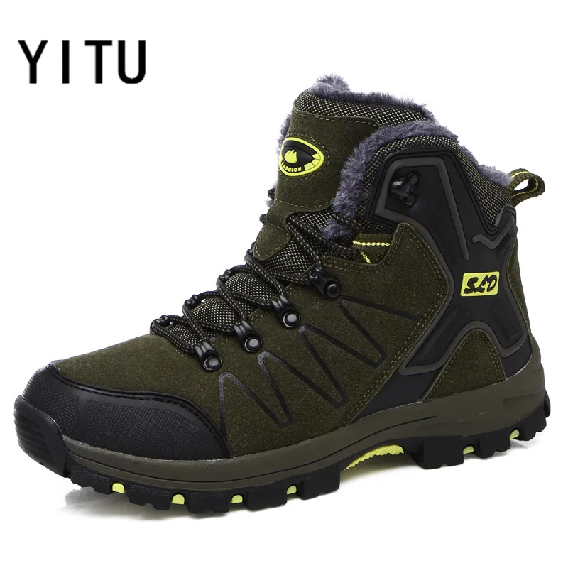 YITU Men's Winter Hiking Shoes Outdoor Sports Sneakers Breathable Warming Climbing Big Size Trekking Hunting Boots | Спорт и
