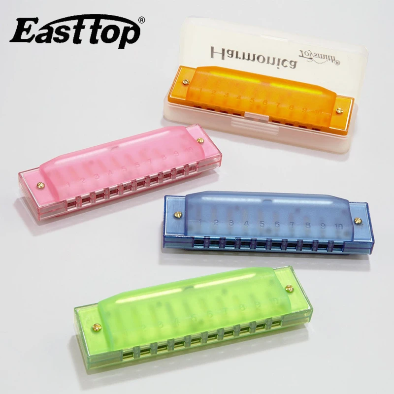 Полупрозрачная цветная гармоника EASTTOP с 10 отверстиями для детей игрушки и хобби