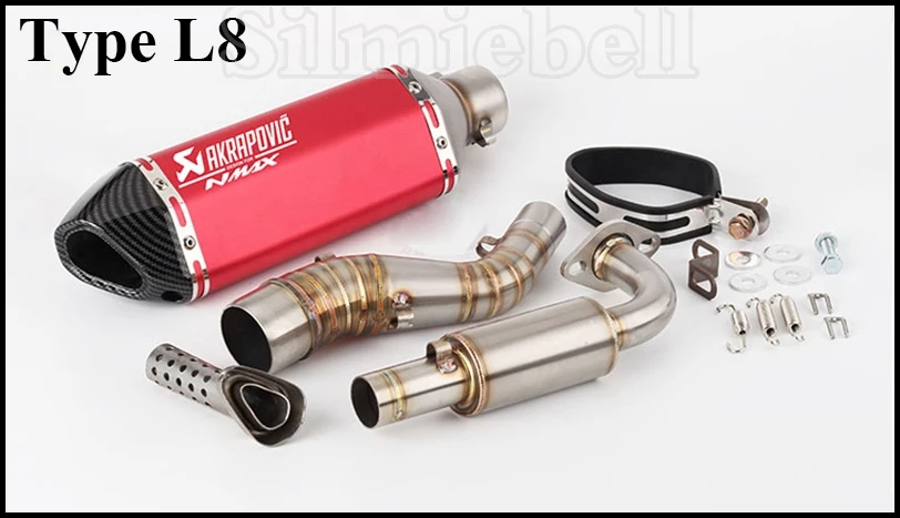 Type L8 NMAX Escape Moto для Yamaha NMAX 155 NMAX 125 NMAX155 NMAX125 слипоны Мотоцикл выхлопная труба akrapovic глушитель с соединительной трубой - Цвет: Type L8
