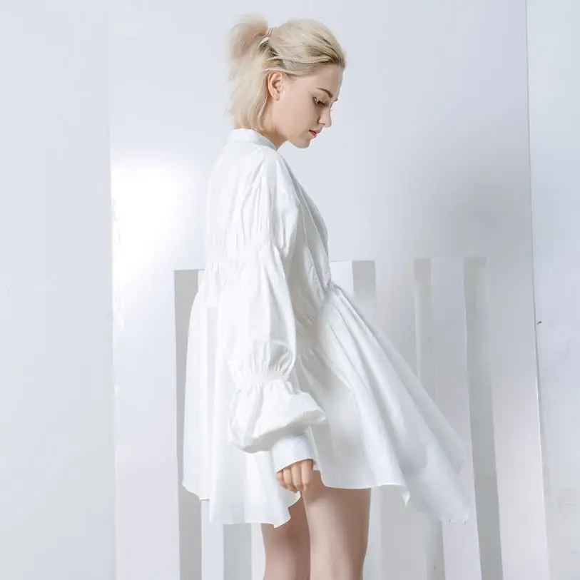 Длинная Асимметричная рубашка с оборками женские модные однотонные хлопковые