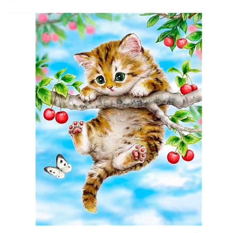 

Diamond picture square / round diamond cross stitch rhinestone embroidery cute cat wall stickers mosaic home decoration gifts