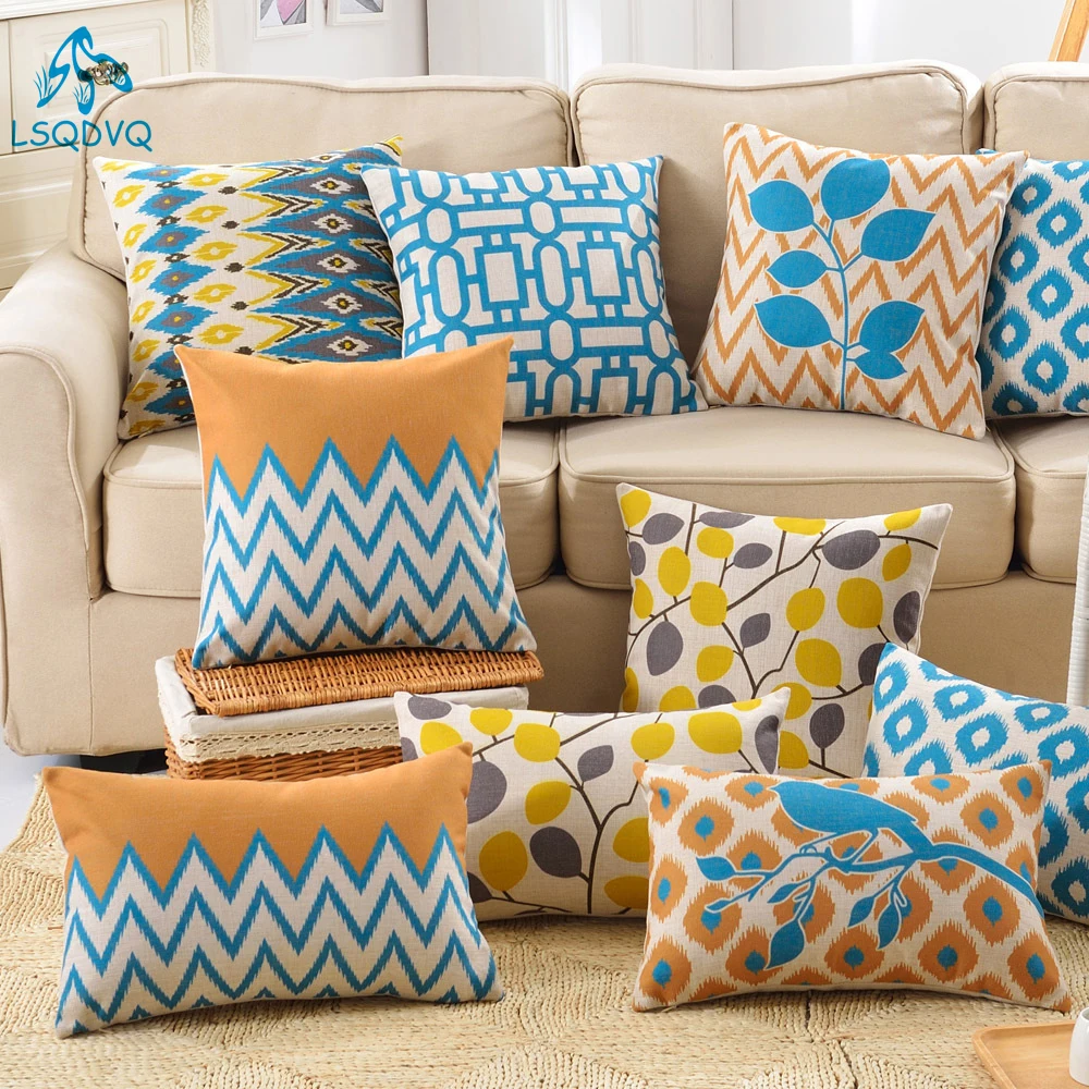 

Декоративная Подушка с геометрическим рисунком оранжевая подушка для дивана автомобиля домашний Capa De Almofadas 45x45cm