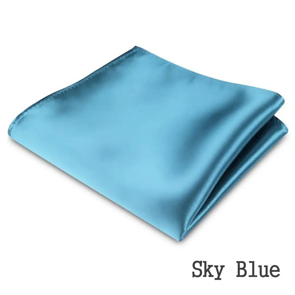 sky blue Новая мода, 1 шт., мужские официальные шелковые атласные Карманные Платки, платок, одноцветные аксессуары для свадебной вечеринки, 15 цветов - Цвет: sky blue
