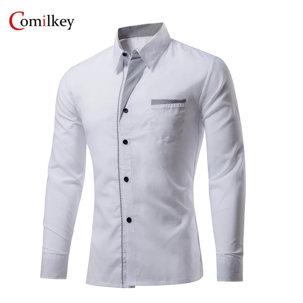 2017 Brand Clothing Mens Деловых Рубашки Тонкий С Длинным Рукавом Мужчины блузки Вскользь