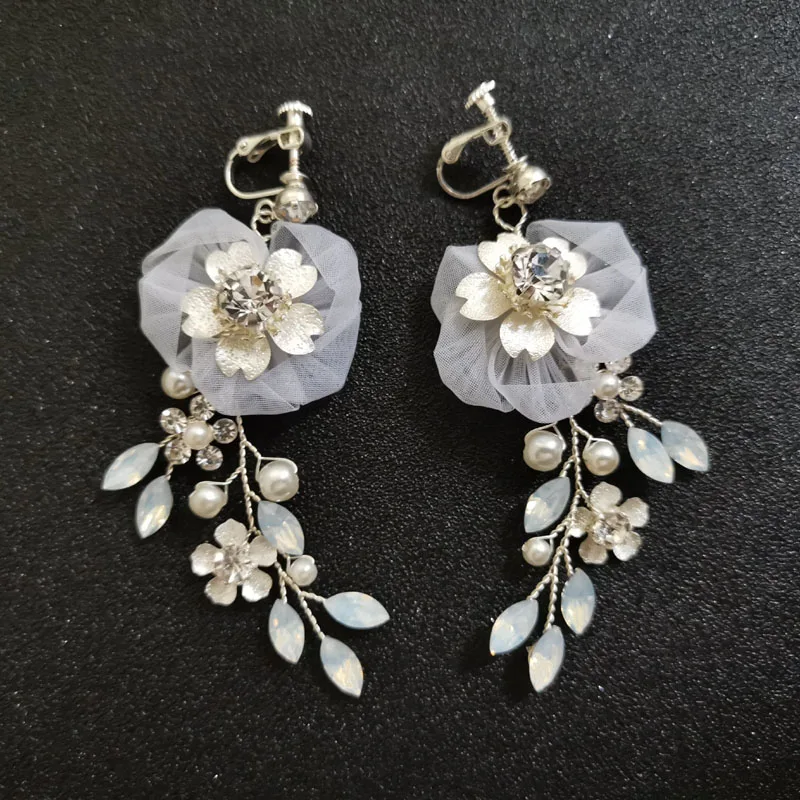 2129 Silver SLBRIDAL, Стразы ручной работы, кристаллы, жемчужные клипсы на/ушной штифт, свадебные висячие серьги, свадебная люстра, серьги, Женские Ювелирные изделия - Окраска металла: 2129 Silver