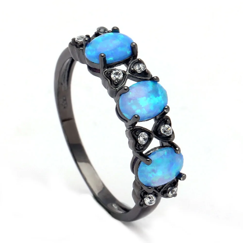 

Fashion Blue Fire Opal Ring Jewelry New Bow Tie Style Engagement Finger Ring For Women Wedding Gift Black Hot Sale Distribution