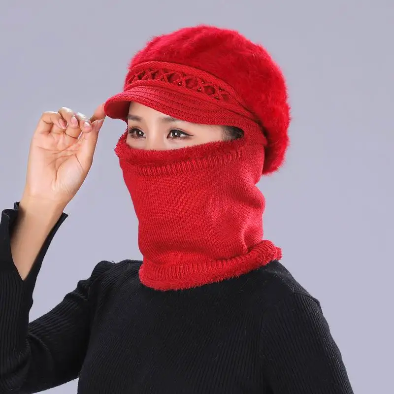 Kagenmo подарок матери из кроличьего меха вязаная шапка с уход за кожей лица шеи