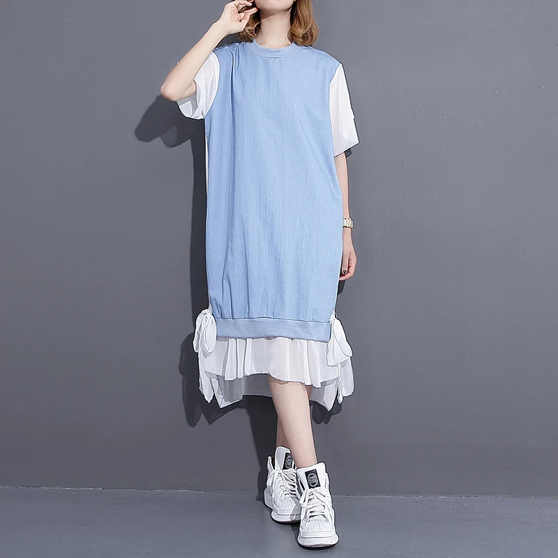 2017 новое лето элегантных женщин шифон лоскутное листьев лотоса красивые dress