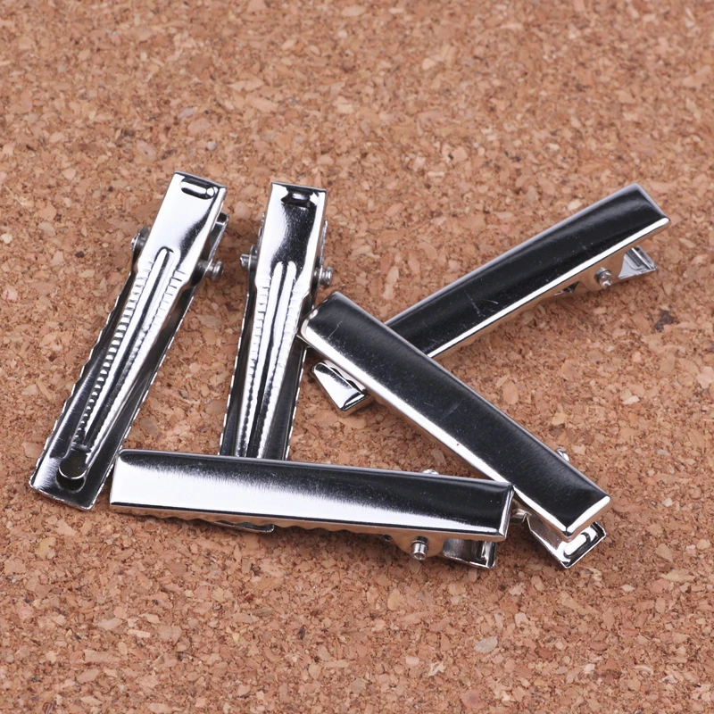 

100pcs 4cm Flat Metal Single Prong Alligator Clip Accessories For Diy Clips Base For Women Girls