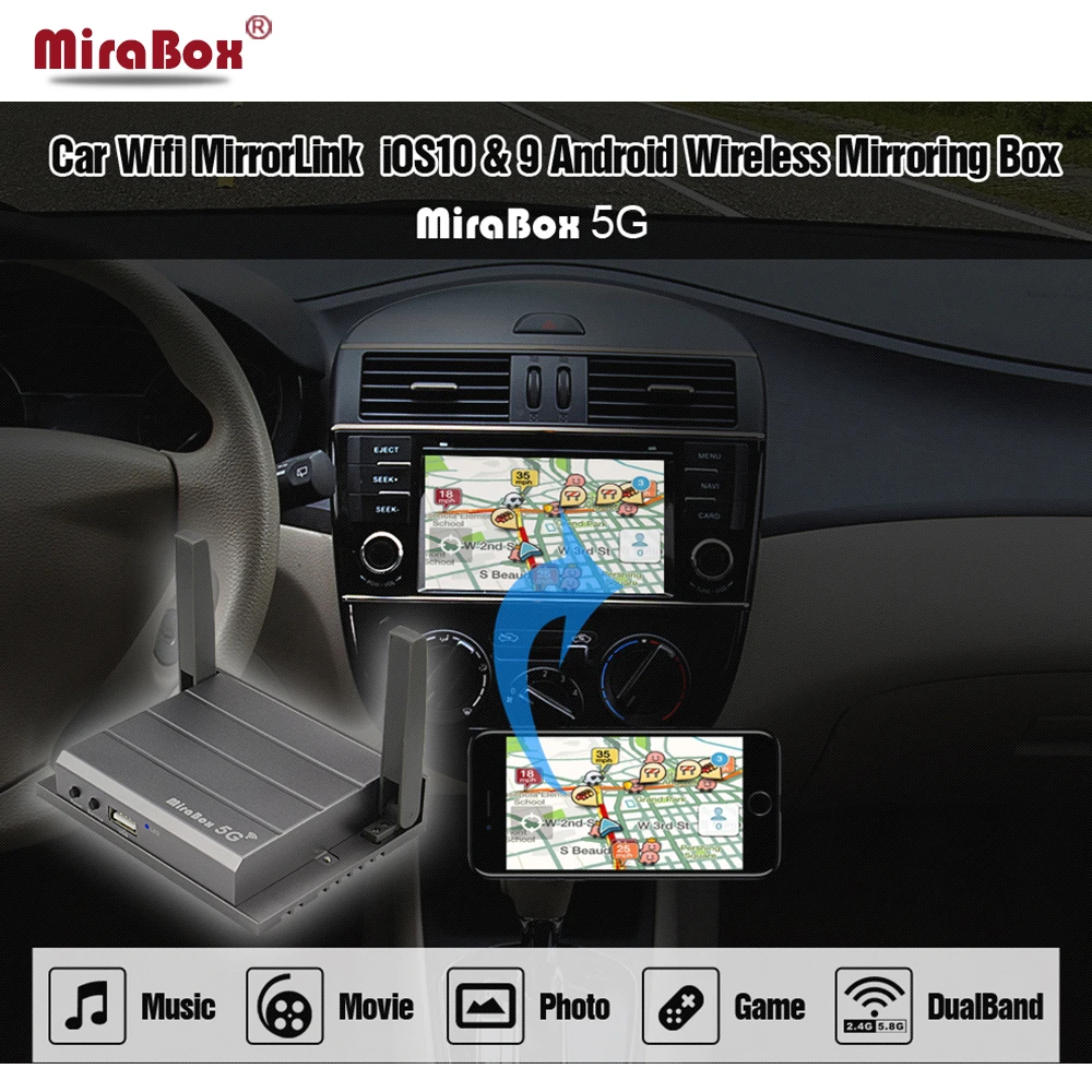 Автомобиль двухдиапазонный 5 г/2 4 г carplay коробка Полезная miracast rca система