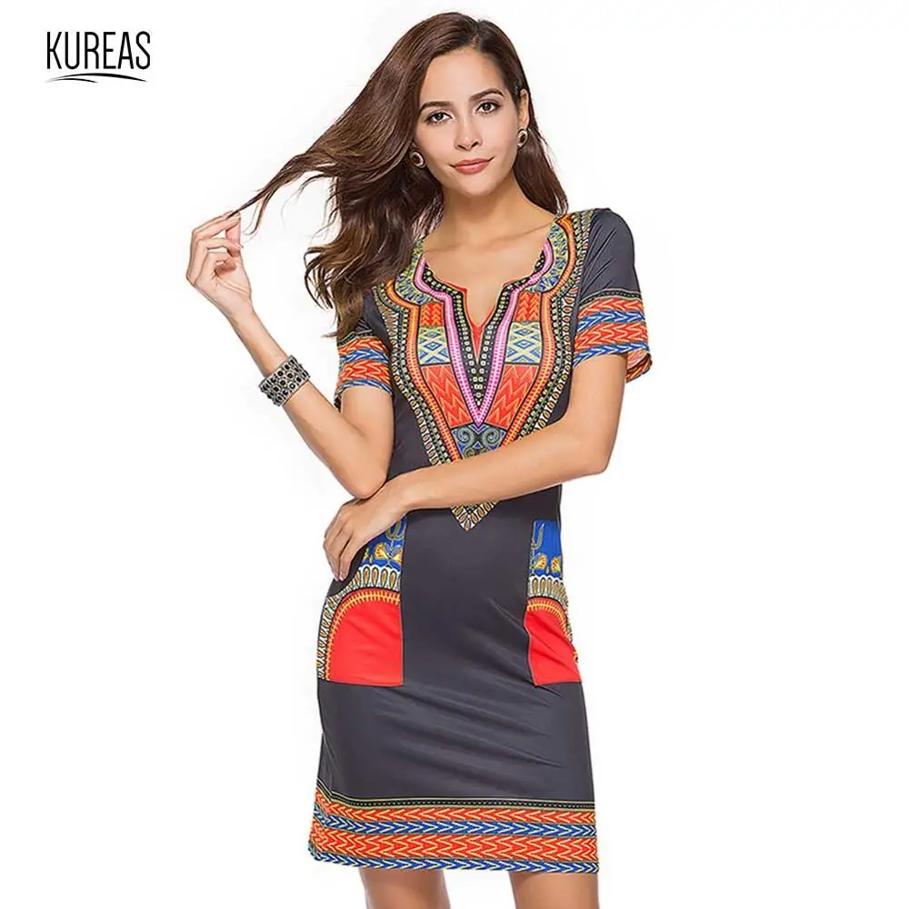 Summer Dress M02 Kureas женские африканские платья Дашики облегающее летнее платье Национальный Принт Vestidos Африканский стиль Женская одежда винтажная Клубная одежда - Цвет: Summer Dress M02