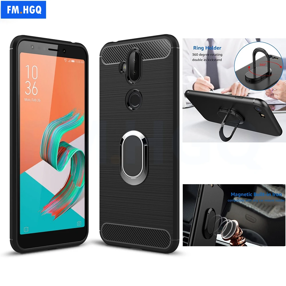 Мягкий ТПУ/углеродное волокно Чехлы для Asus Zenfone 5 Lite ZC600KL магнитное автомобильное