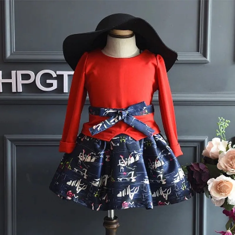 Детская Одежда Осень Девушки Принцесса Clothesg Устанавливает длинные рукава