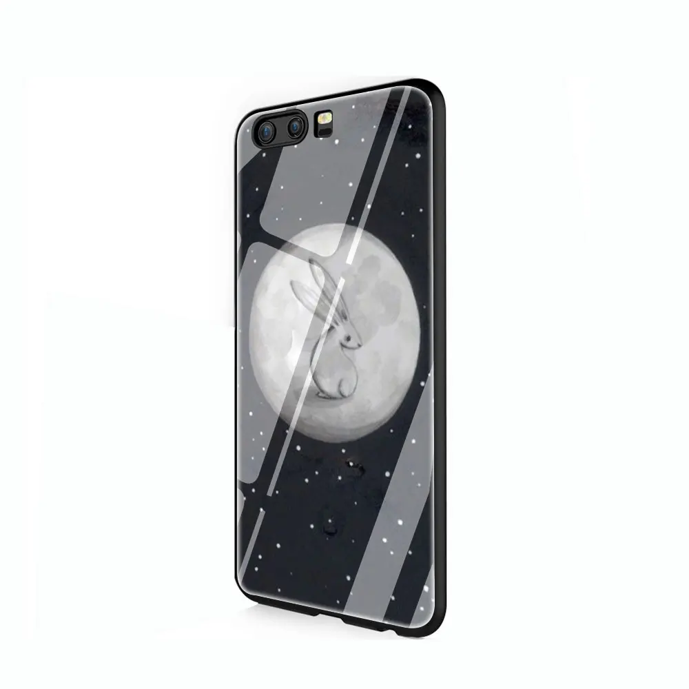 Moon кролик стильное закаленное стекло чехол для телефона huawei mate P 10 20 30 Lite Pro Y9 Honor 8X 7A - Цвет: G10