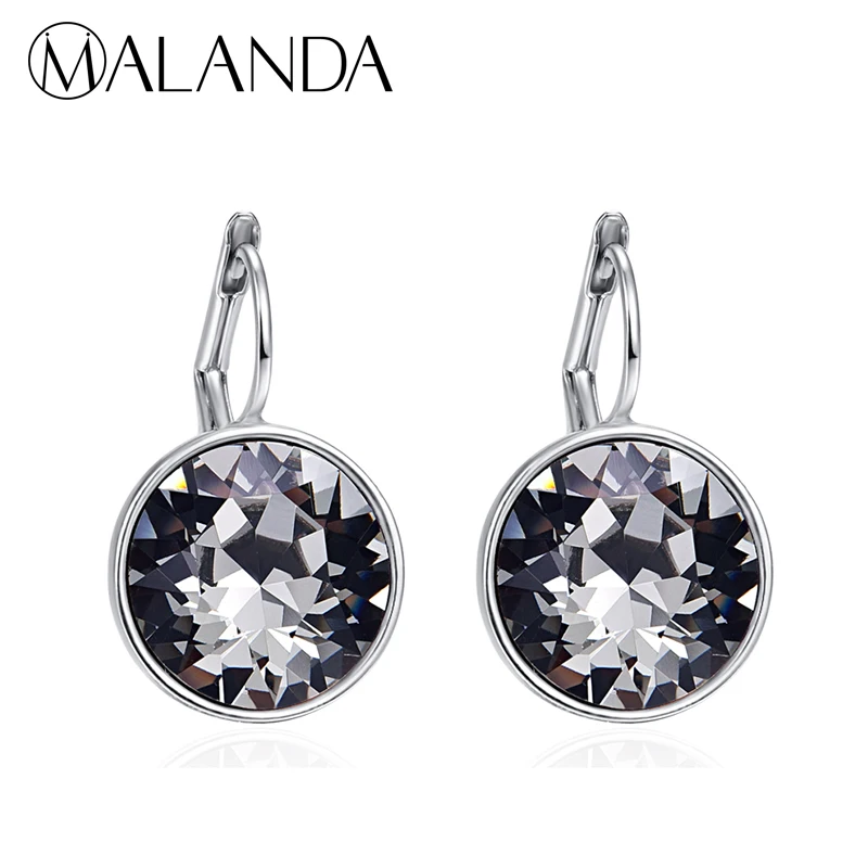 MALANDA 2018 золотые серьги Bella для женщин с белым кристаллом от Swarovski модные гвоздики