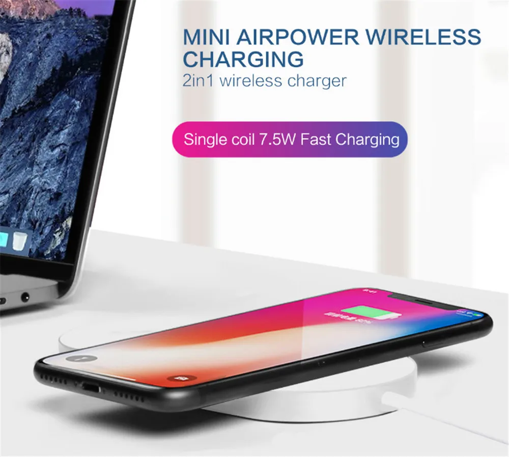 For Apple Watch 4 3 2 Wireless Charger Build in iPhone XR XS X 8 Plus Fast Charging Pad QC 3.0 Samsung Huawei | Мобильные телефоны