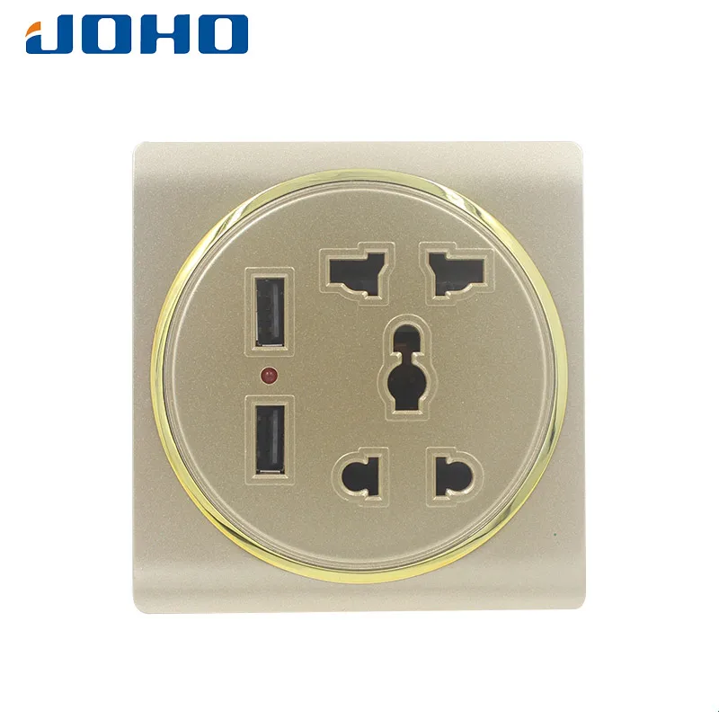 Настенная розетка JOHO с 3 отверстиями стандартная USB выключателем 10 А для быстрого