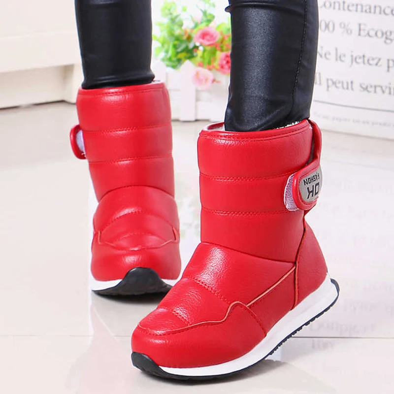 

Girl Snow Boots 2018 new children boots warm shoes waterproof boots boys Winter boots Army Green Pine Cake Bottom Shoes B73