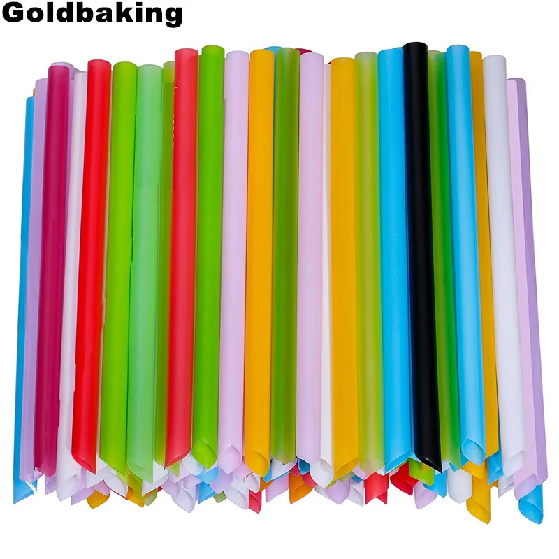 Goldbaking 10 мм широкие пластиковые соломы ассорти яркий цвет Jumbo смузи одноразовые трубочки питьевой соломинки 100 штук