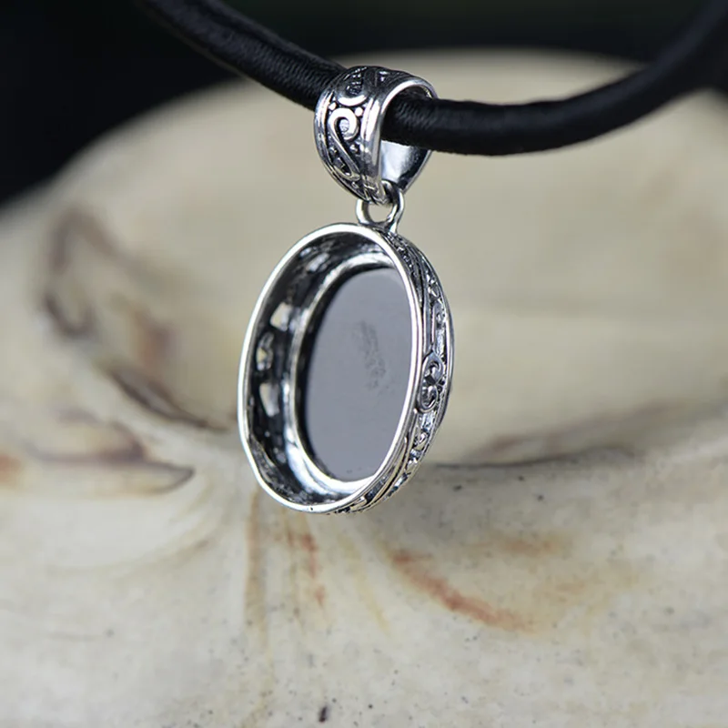 Женский кулон из черного серебра 925 пробы с натуральными камнями | Украшения и