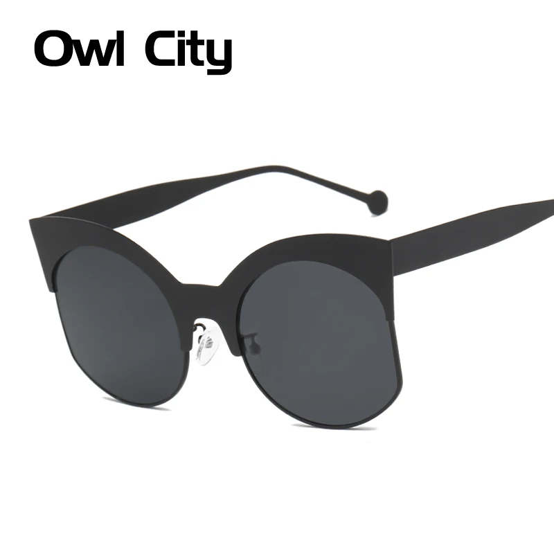 Женские солнцезащитные очки в металлической оправе Owl City большие кошачий глаз
